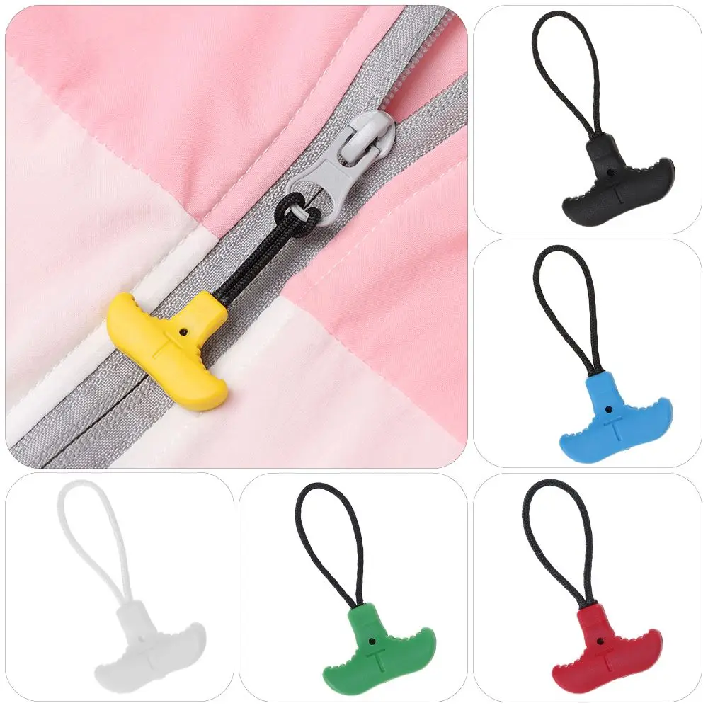 5Pcs Colorful Clothing  Bags T-shaped Zipper Pull Fixer Puller Replacement Backpack Zipper