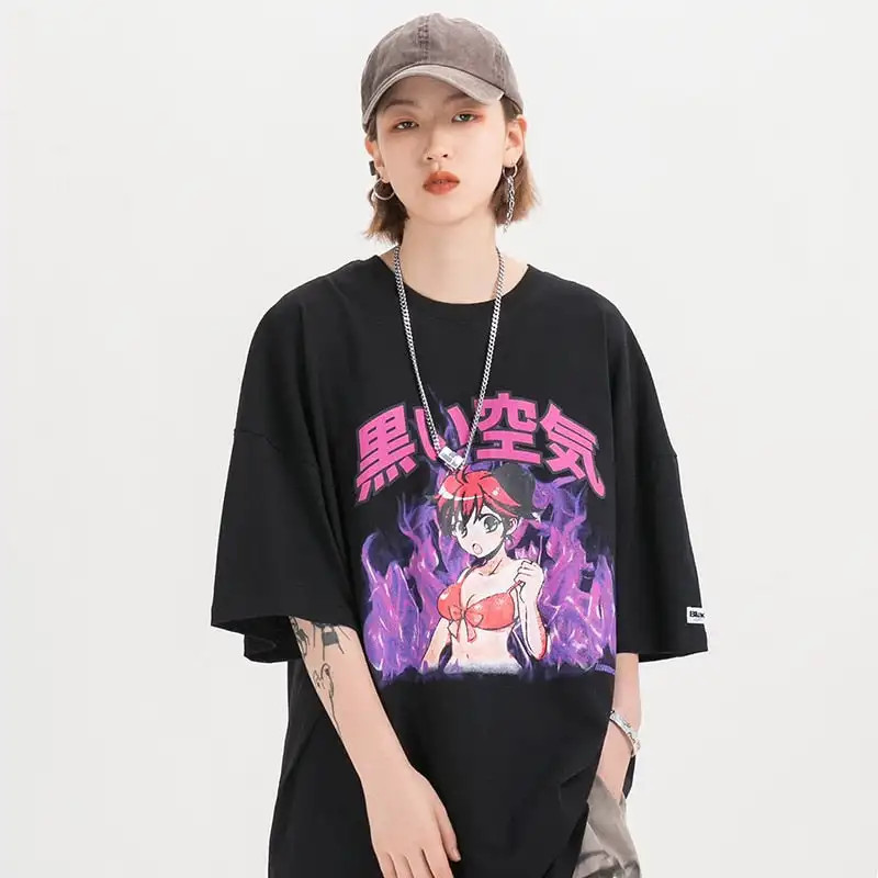 Y2K JAPANESE ANIME FIRE GIRL T-SHIRT