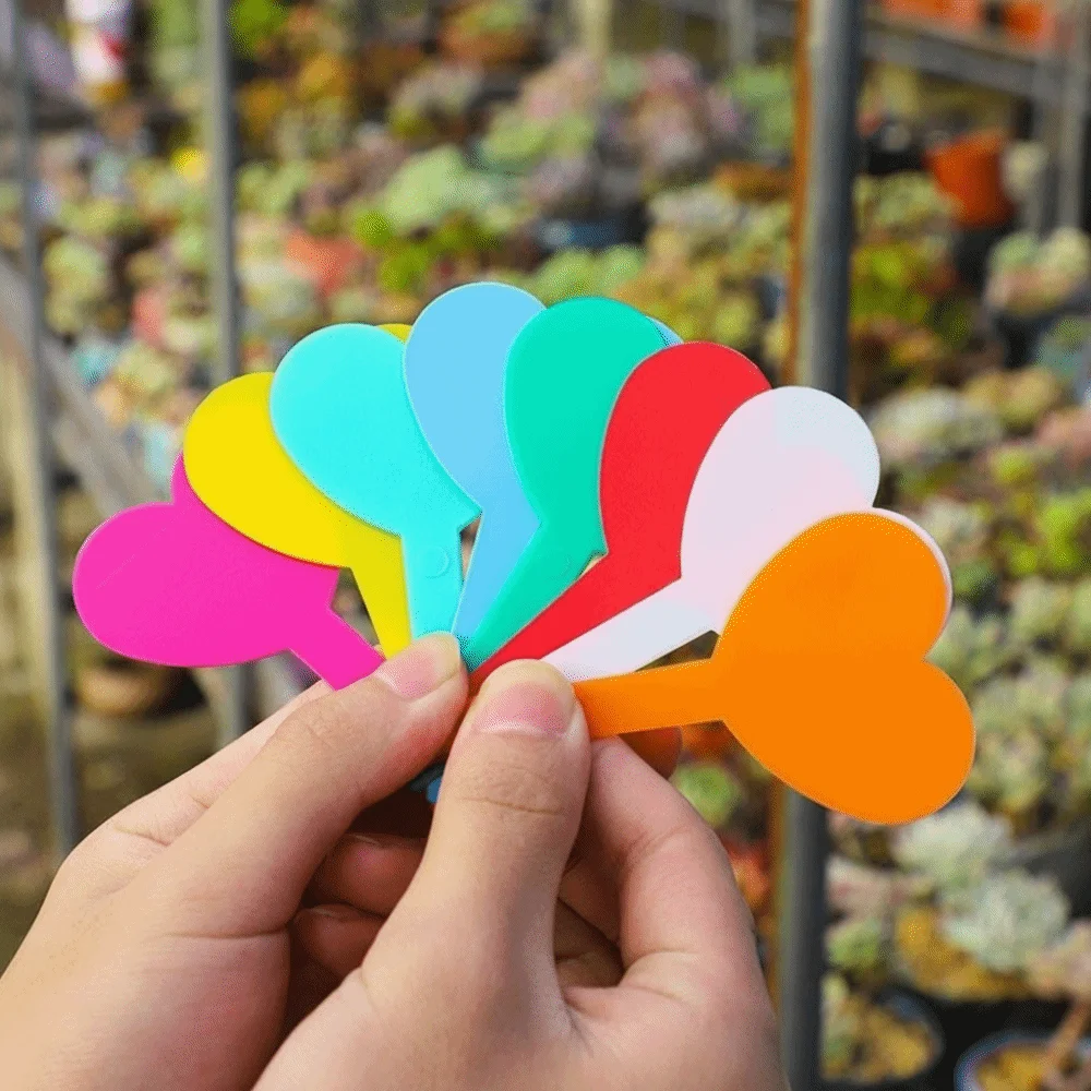 100PCS Waterproof Plant Labels Tags Heart Shaped Durable Plant Growth Label Reusable Nursery Markers DIY Garden Decoration