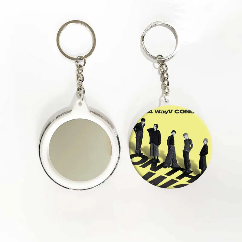 Kpog WayV على الطريق ألبوم صفيح شارة مرآة سلسلة المفاتيح ، هدايا المشجعين ، كون وينوين ، لوكاس ، شياوجون ، يانج ، عشرة ، ألبوم