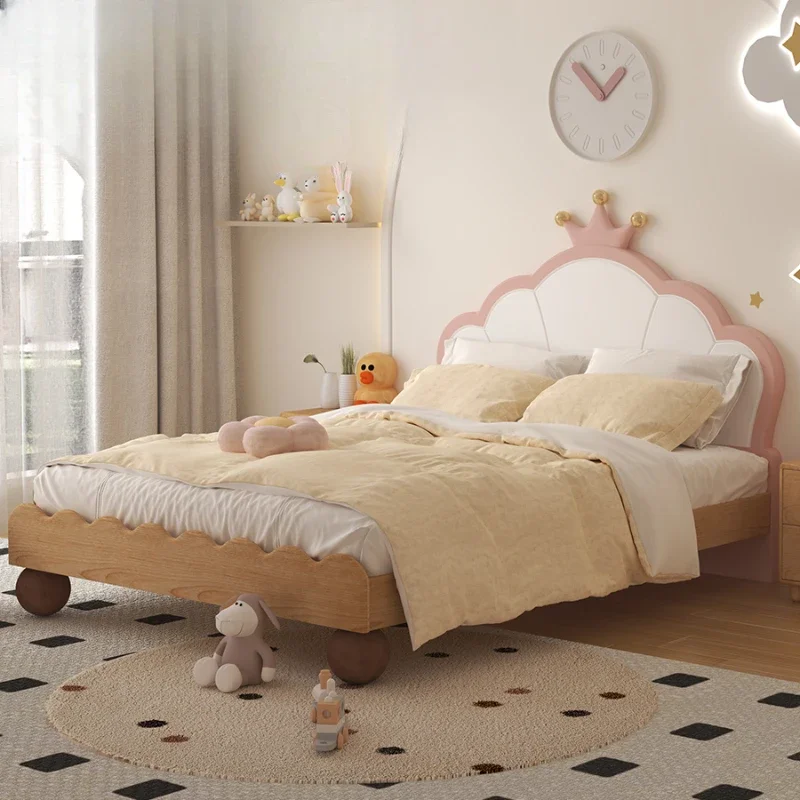 

Children's Bed Girl Log Wind Single Bed Kid Bedroom Teen Beech 1.5m Solid Wood Princess