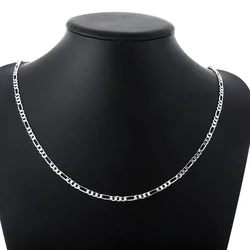 40-75cm Sterling Silver 16-30 Inches fine 4MM chain Necklaces for women Boy man fashion party wedding Jewelry Christmas