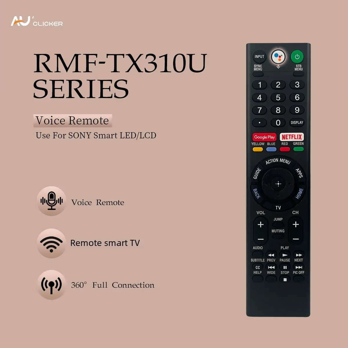 RMF-TX310U Voice Microphone Replacement Remote Control for Sony Bravia TV XBR-65X800G XBR-43X800G XBR-65X900F XBR-85X850F XBR-75