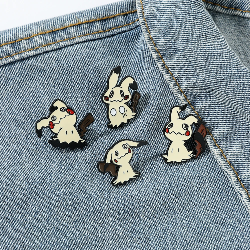 4 Pcs Individuality Pokémon Brooch Cute Mimikyu Enamel Pin Wallet Backpack Clothes Jewelry Metal Emblem Accessories Gift