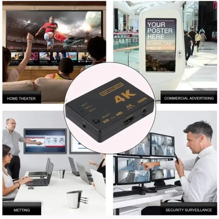 HDMI-متوافق التبديل 4K الجلاد 3 في 1 خارج HD 1080P كابل الفيديو الفاصل 1x3 مهايئ توزيع محول ل PS4/3 صندوق التلفزيون HDTV PC #6