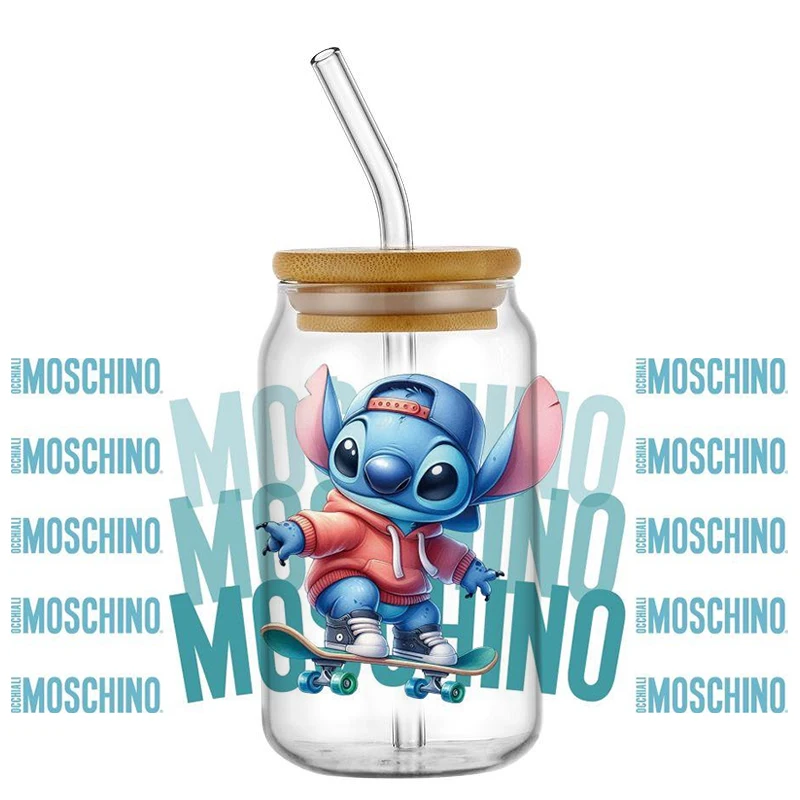 Miniso UV DTF Cup Wrap fashion stitch Transfers 16oz UV DTF Libbey Wrap Tumbler Stickers Glass Can Selfadhesive Waterproof