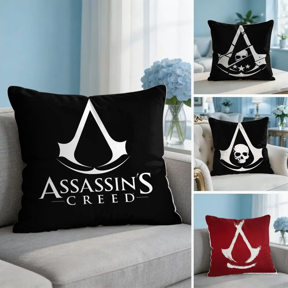 Game A-Assassins C-Creed logo Cushion Cover Soft Short Plush Throw Pillow Cover Hidden Zipper Cutecore Sofa Bedroom Home Decor