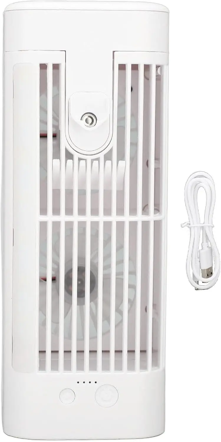 Personal Mini Air Cooler, Swamp Cooler Air Conditioner with Light USB Plug 3 Speed Dual Fans Portable Mini Air Cooler with 120mL — Personal