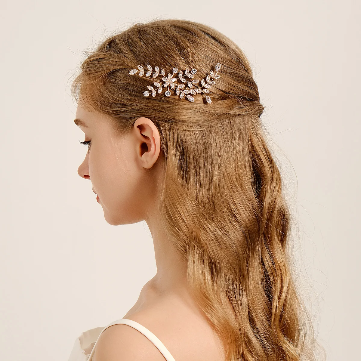 Wholesale Elegant Shiny Zirconia Wedding Jewelry Hair Combs Wedding Dress Headdress Gold Silver Hair Combs Women Girls Bridal