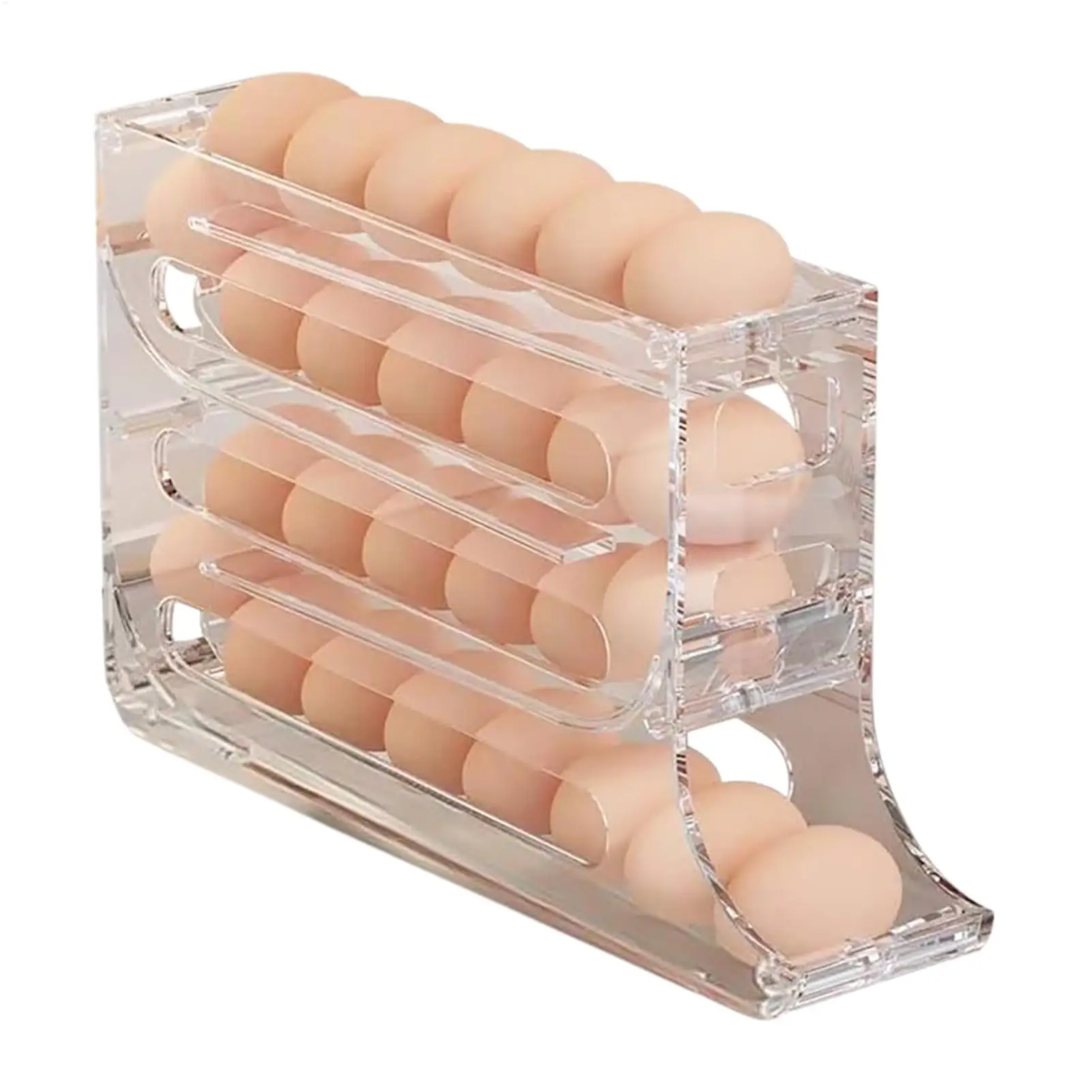 Refrigerator Egg Storage Box 30 Grids Plastic Automatic Scrolling Egg Holder Kitchen Space Saving Egg Storage Holder