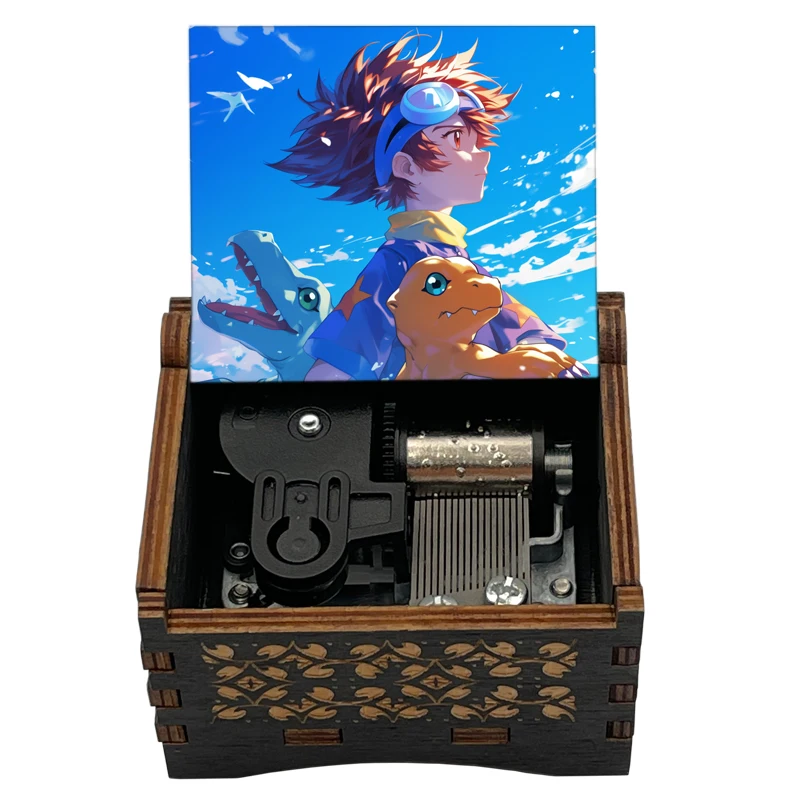 Caja de música de madera de Anime Di-gi-mon, movimiento de cuerda, melodía de mariposa de dibujos animados de Agumon, regalo Musical especial para fanáticos, regalos de amigos