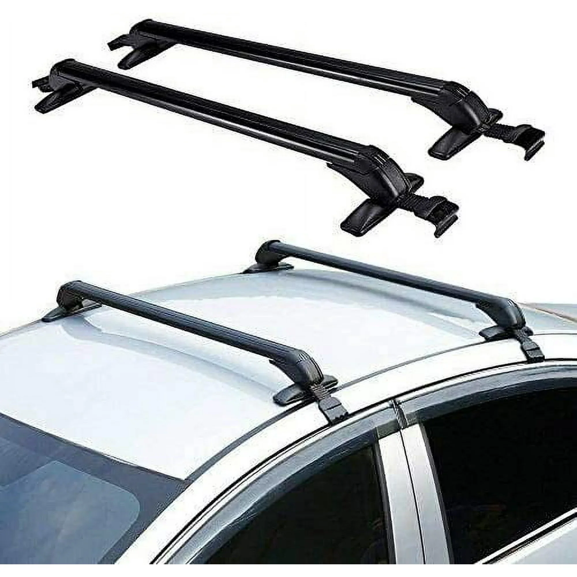 2Pcs Car Top Roof Rack Cross Bars Universal Aluminum Roof Rail Crossbar Cars Lockable Bars Rack Luggage Carrier Max Load 75KG