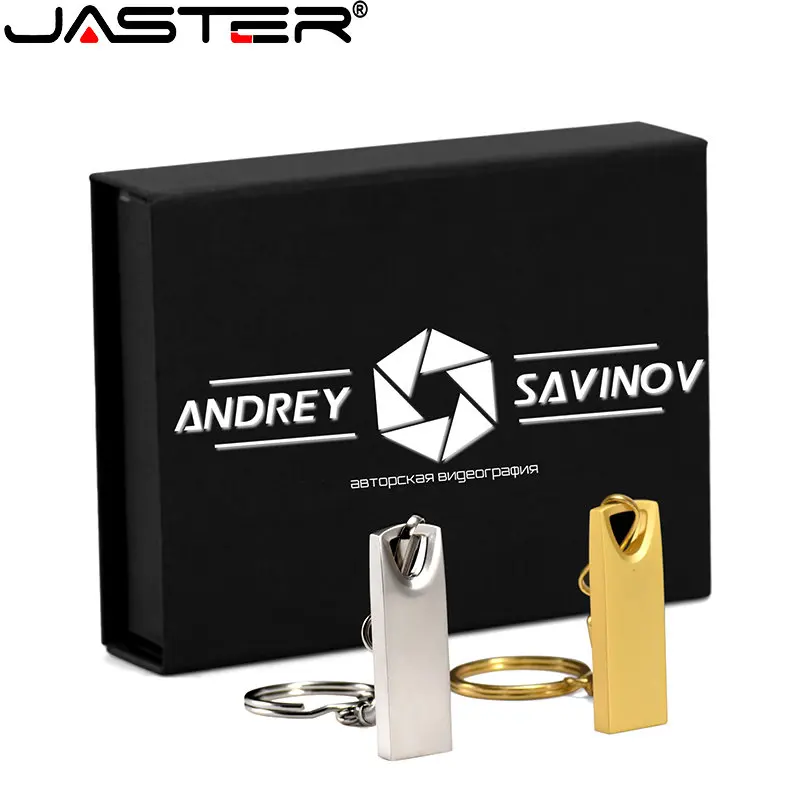 

JASTER 1 PCS Free Custom LOGO Metal USB 2.0 Flash Drives 64GB Pen drive 16GB Memory stick 32GB 16GB 8GB U disk Gifts Key Chain