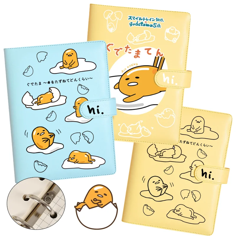 

Gudetama записные книжки из искусственной кожи, записная книжка со свободными листами, спиральная переплетная линия, пустая клетка с внутренней отделкой, бумажные канцелярские принадлежности