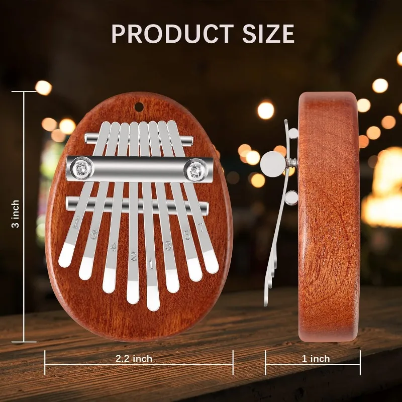 8 Key Mini Kalimba Finger Thumb Piano with Accessory Pendant Gift Exquisite Finger Piano Ornaments Christmas Gift for Beginners