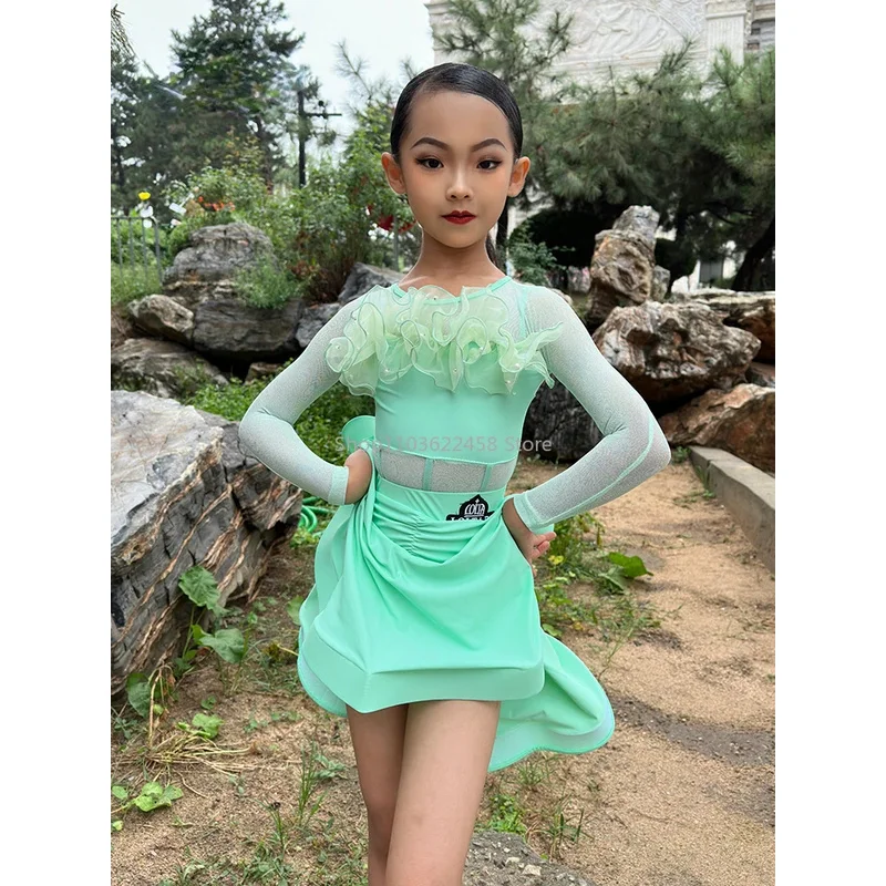 

Платье для латинских танцев Tango Rumba, платья для соревнований по бальным танцам для девочек, детская одежда для латинских танцев самбы, детские костюмы для выступлений