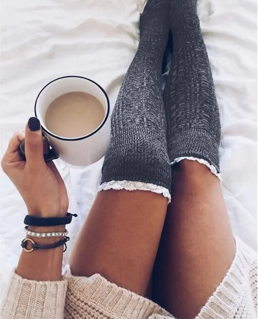 Winter Women Knee Socks Ladies Thigh High Stockings Girls Warm Sexy House Floor Long Stocking Knitting Wool Over Knee Stocking