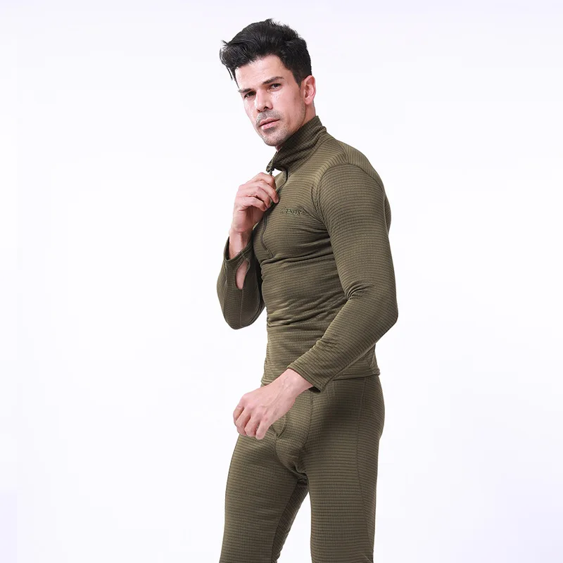 Autumn Winter Outdoor Sports Underwear For Men Thermal Fleece Fitness Yoga Clothing Wear Resistant Two-Pieces Training Suit