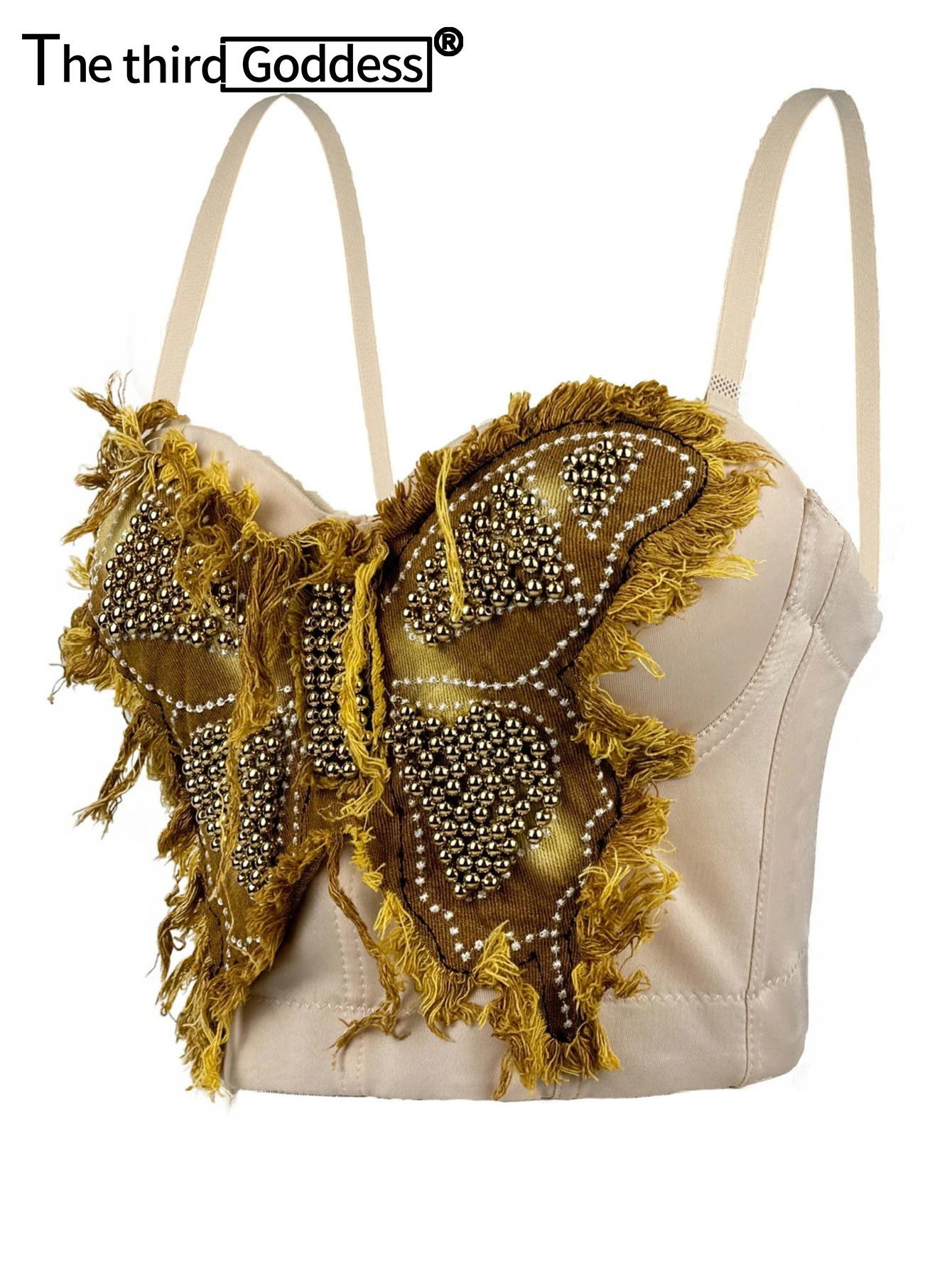 Sexy backless beading corset crop top women clothing summer body club party tank tops woman cropped butterfly bustier halter top