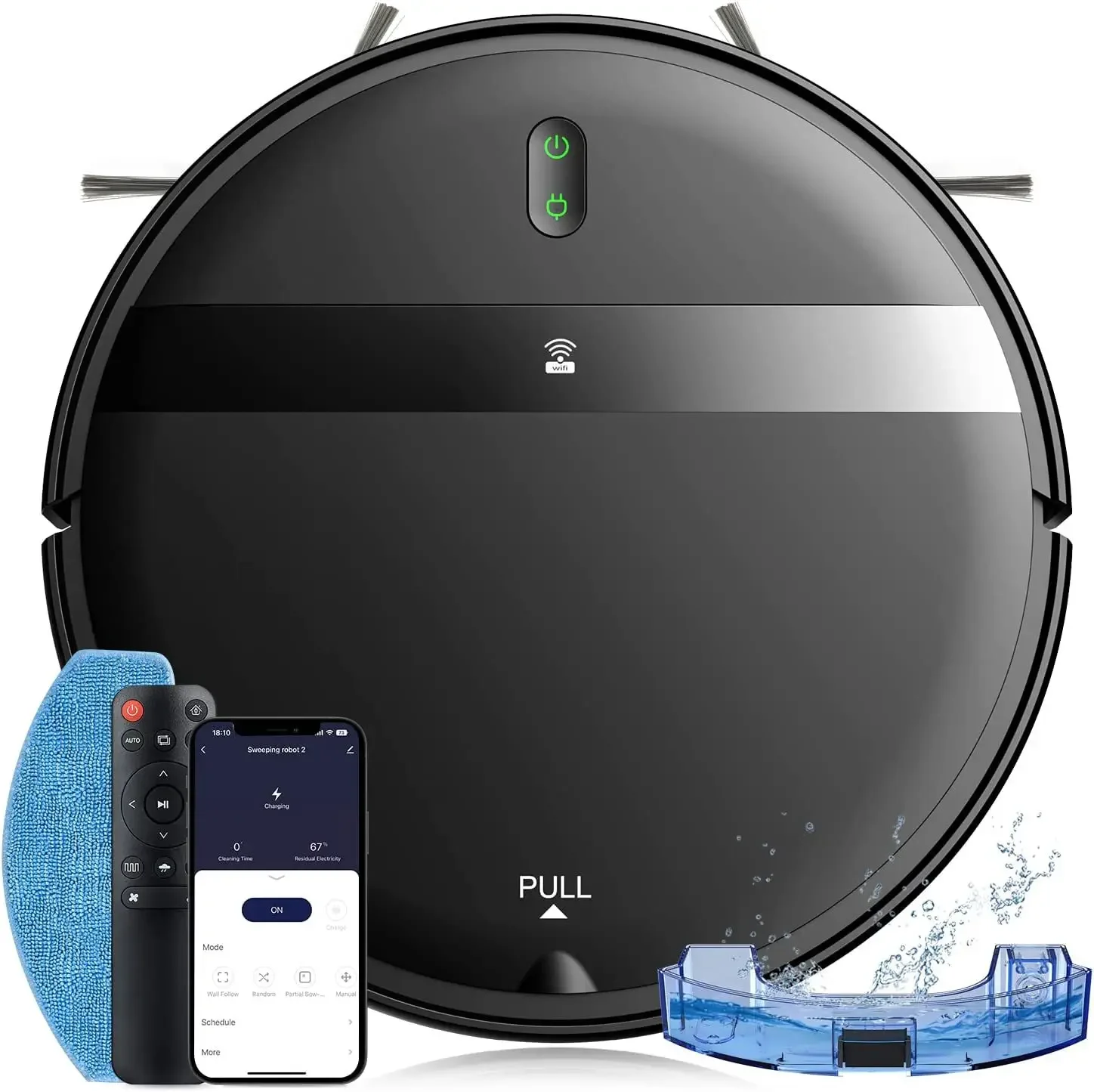 automatic recharge vacuum suction port, mobile phone remote
