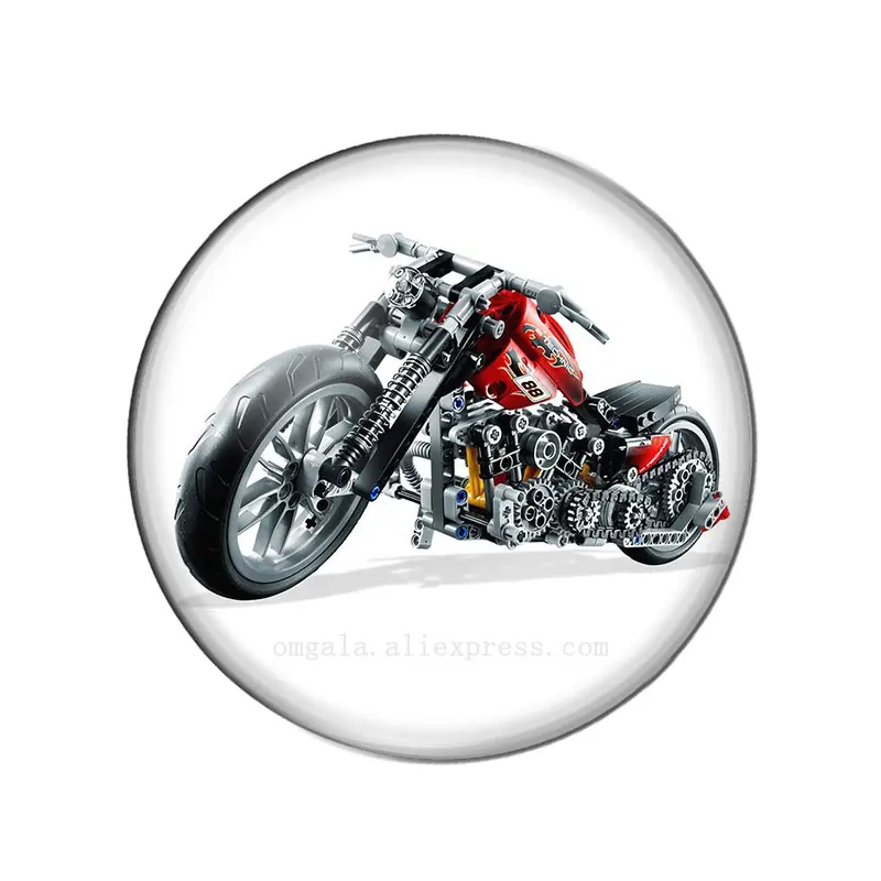 Moda w stylu Punk zdjęcie motocykla flatback okrągłe szklane kaboszony 25mm 20mm 18mm 14mm 12mm 10mm diy biżuteria — zdjęcie 4