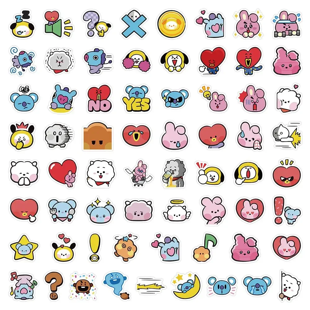 BT21 Stickers Cute Cartoon Joint Name Graffiti Decorate Creativity Q Version Photo Stickers Water Proof Sticker 120 Photos Gift