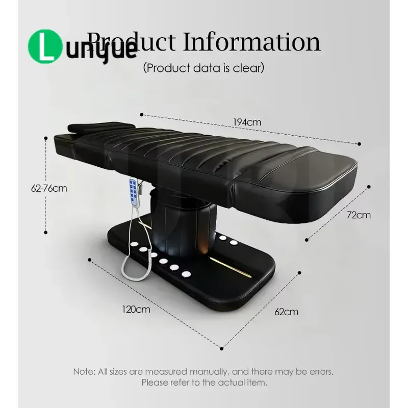 Luxury Electric Beauty Bed Adjustable Height Facial Spa Eyelash Treatment Table with LED Foot Control Leather for Use