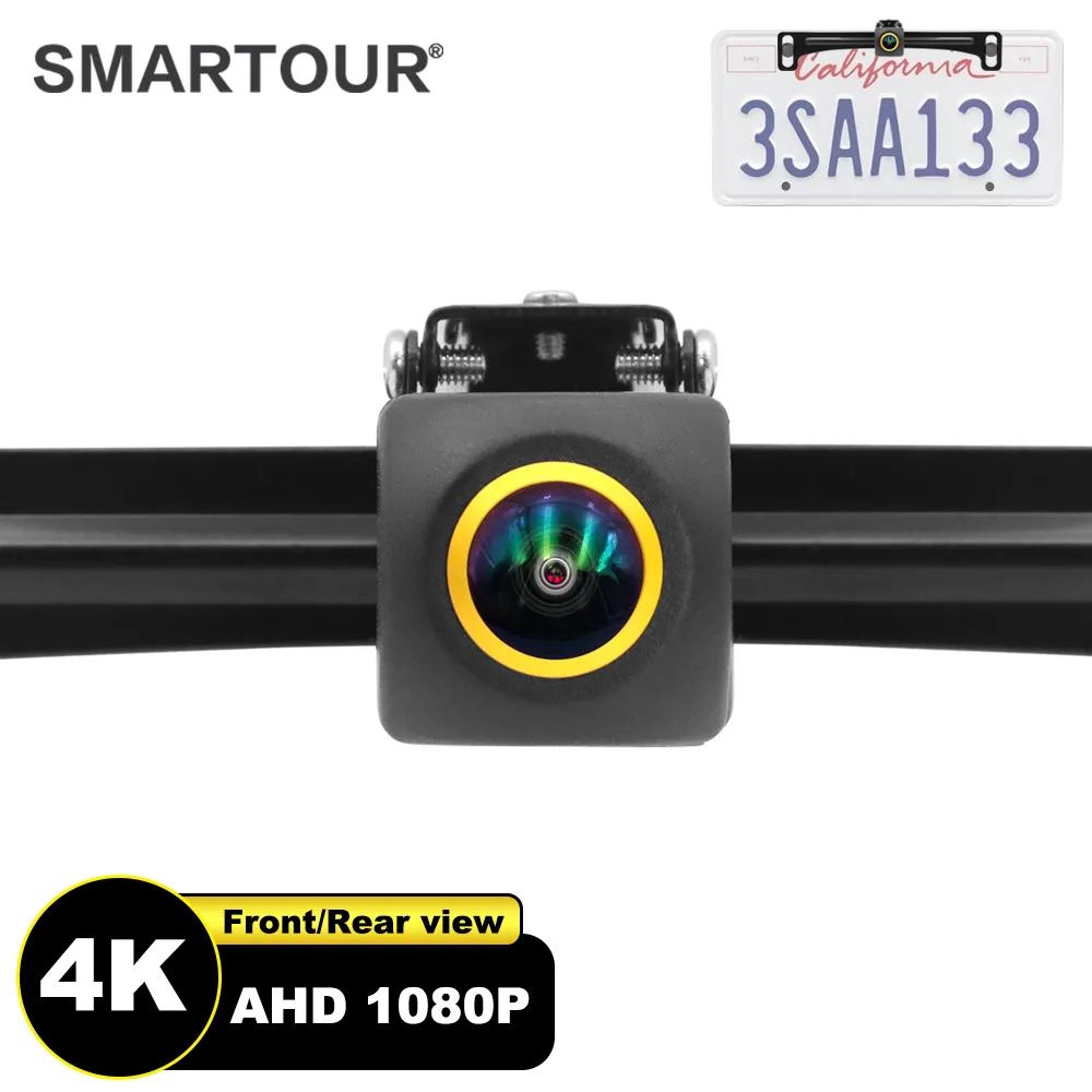 

Smartour AHD 1080P Rear View Camera Golden Len License Plate Frame for American Style Plate Night Vision HD Car Reversing Camera