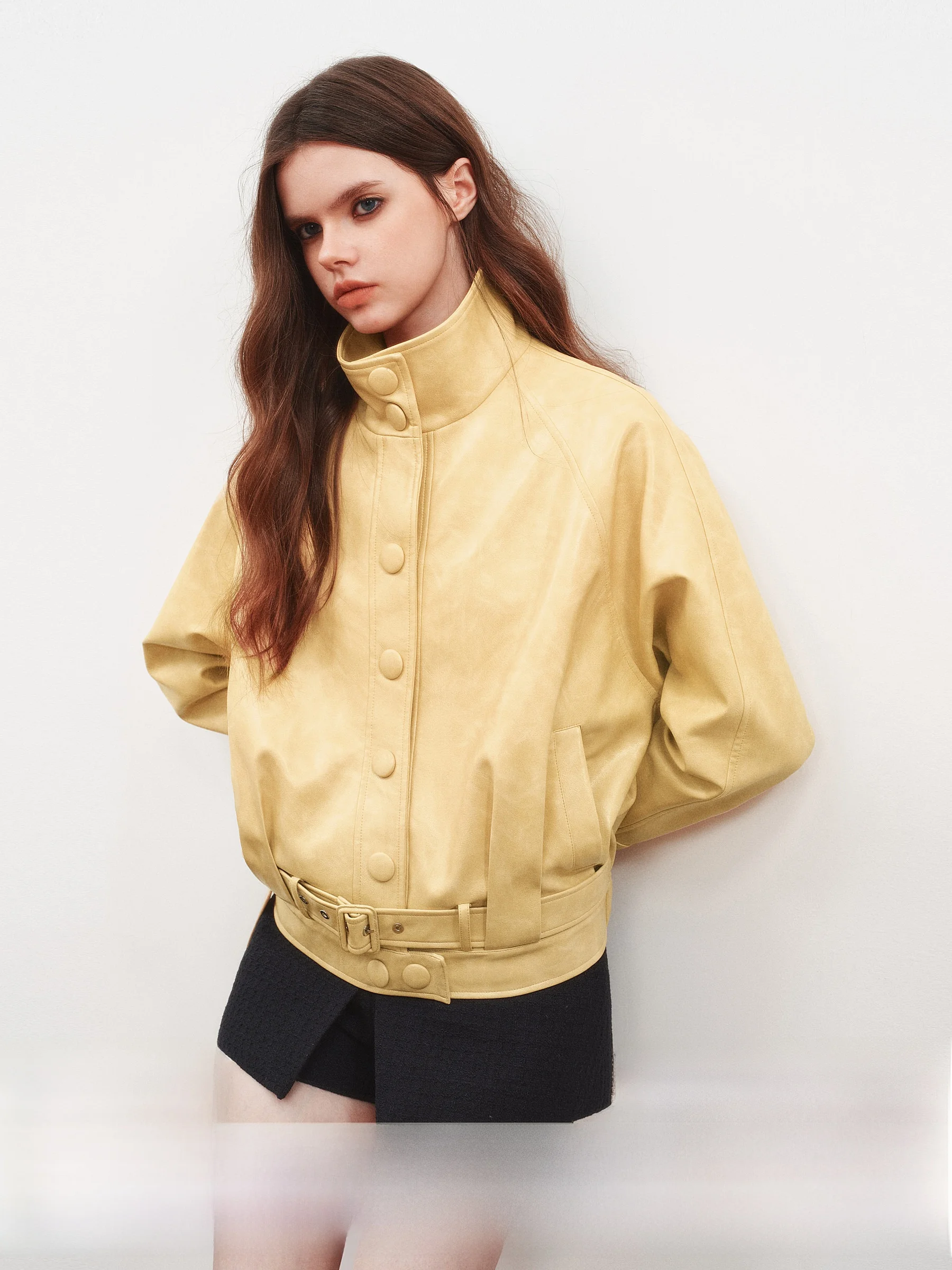 

Женская куртка AYF из искусственной кожи с воротником-стойкой, новинка зимы 2025, в американском ретро-стиле, модная верхняя одежда для женщин