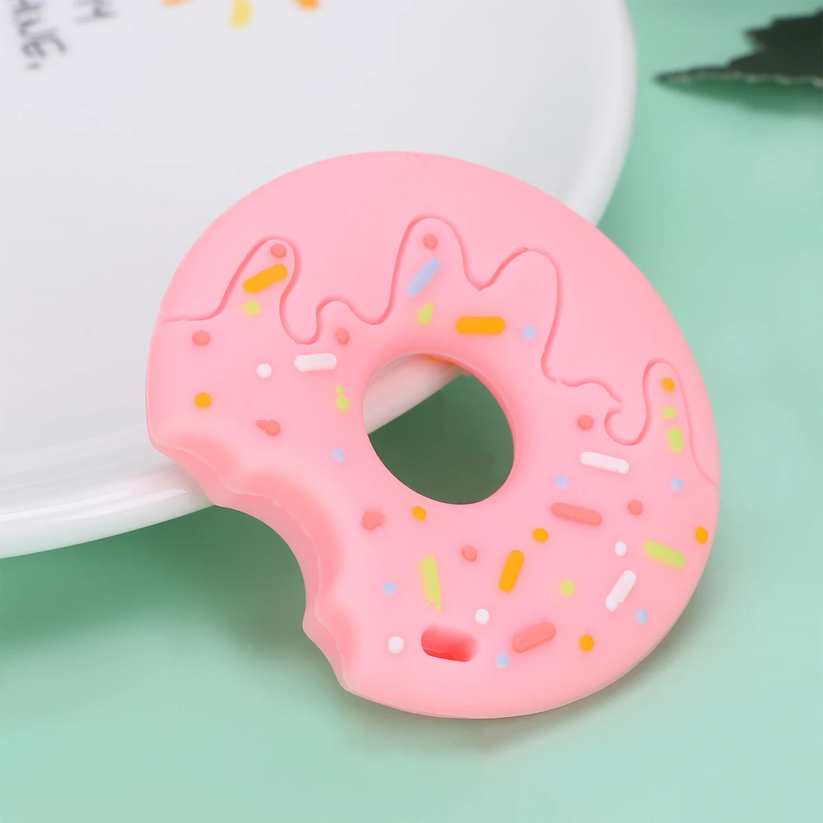 

1Pcs 3D Donut Teether Pink Baby Teether Fine Workmanship Attractive Appearance Soft Textured Surfaces Bright Colors