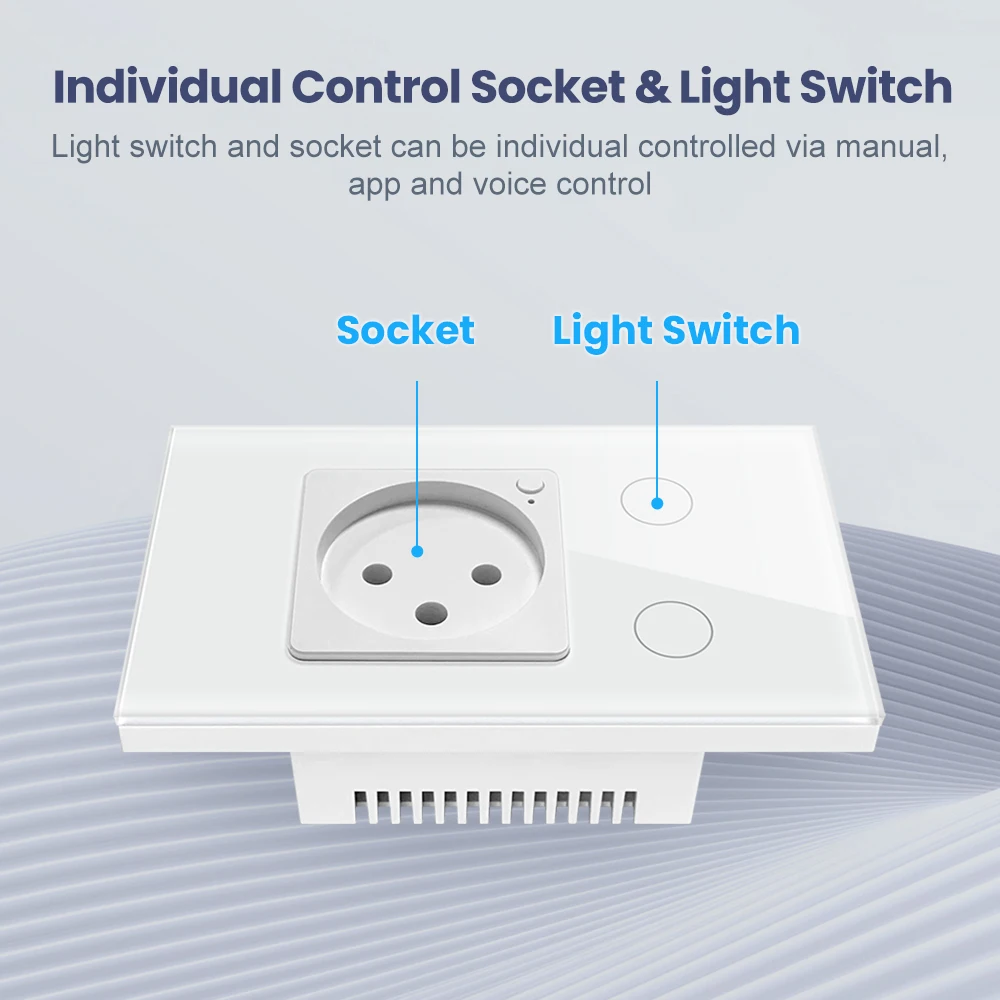 AVATTO Israel Stand Tuya WiFi/Zigbee Wall Light Switch with Socket,Smart Life App Remote Control,Works With Alexa Google Home.