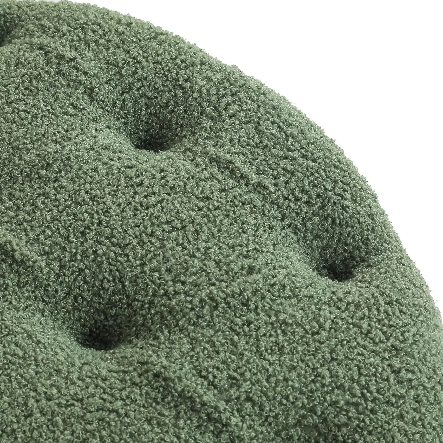 28 Inch Faux Fur Round Storage Ottoman, Button Tufted Footrest Stool Bench Coffee Table for Living Room,Green