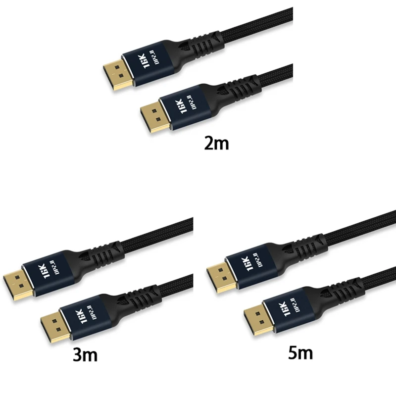 Displayport2.0 HD Video Cable 16K@60Hz 80Gbps Computer Graphics Display Cable For PC Laptop Monitor 2 Meter Easy Install