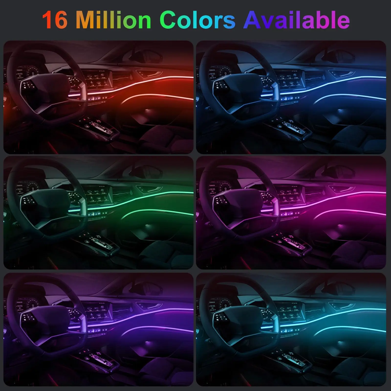 DIY Flexible Neon Light 12V RGB LED Strip for Car Interior Decorative Lamp App Control Ambient Atmosphere Lamp