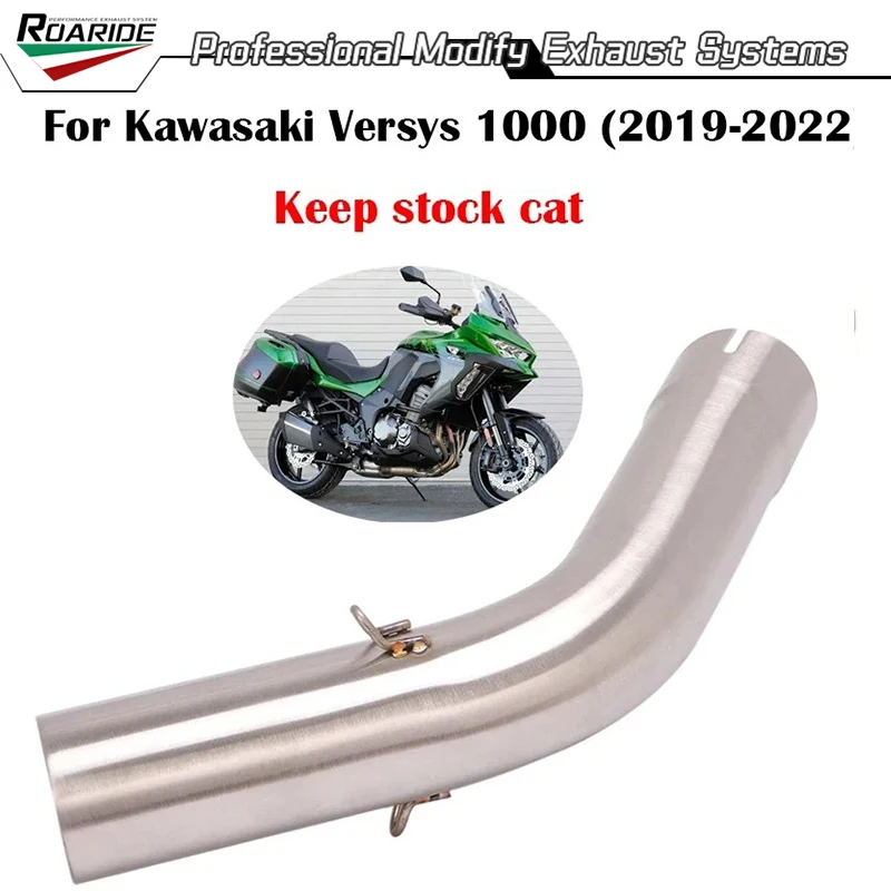 Für Kawasaki Versys 1000 2019-2022 Motorrad Auspuff Verbinden Rohr Mitte Mitte Rohr Edelstahl Halten Katalysator Slip auf Schalldämpfer