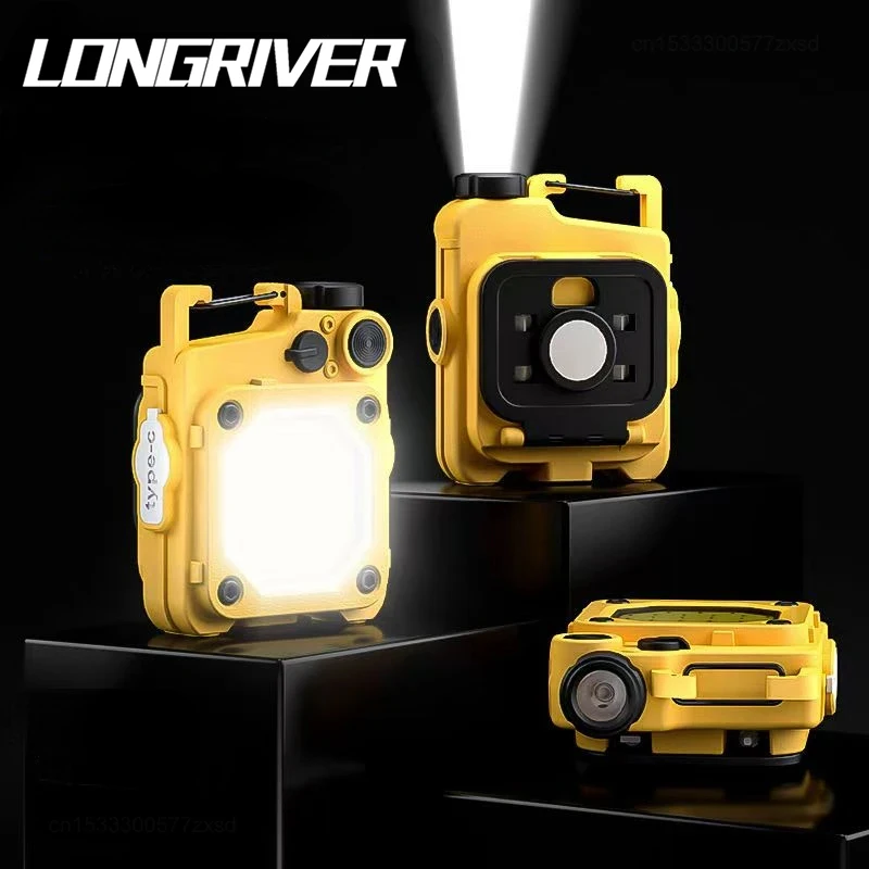 Mini COB LED brelok do kluczy lampa robocza wbudowana bateria latarka USB z możliwością ładowania na zewnątrz przenośny Camping wspinaczka małe światło