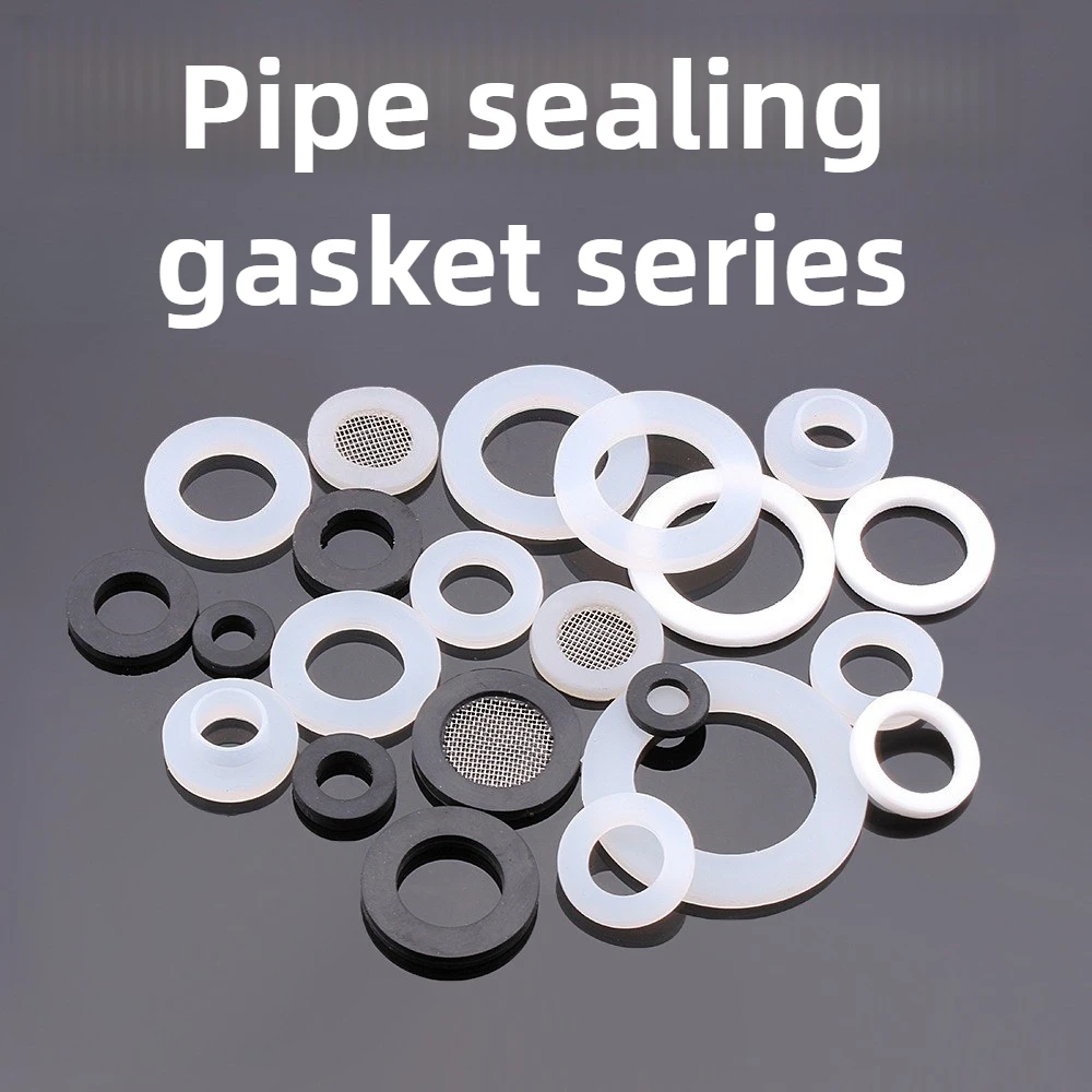 Vedação de junta de silicone resistente ao calor de 1/2 ''3/4'', mangueira de entrada ondulada de 4/6 polegadas com arruelas de borracha e PTFE, preto/branco