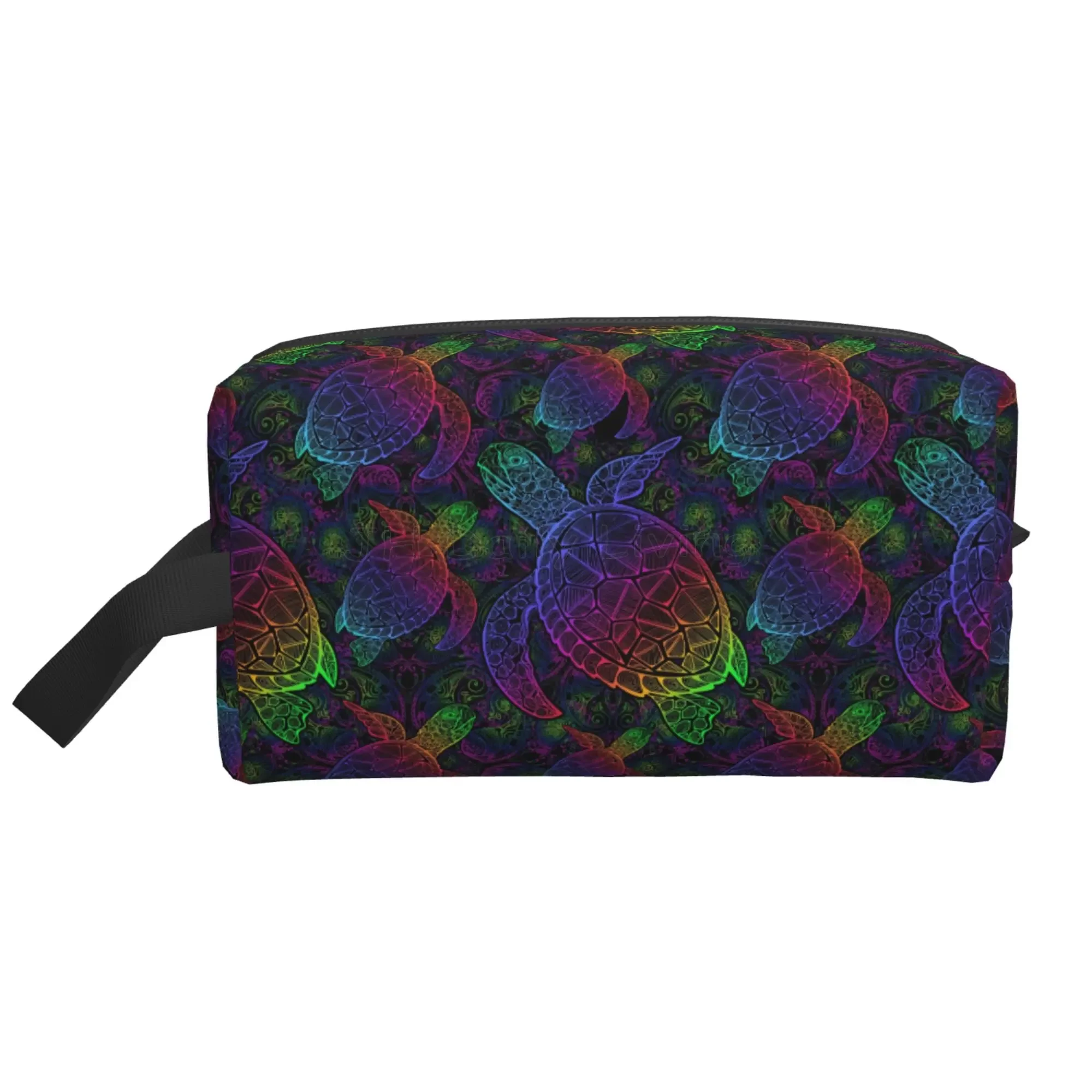 

Psychedelic Sea Turtle Print Travel Storage Bags Makeup Pouch Waterproof Toiletry Bag Portable Large Capacity Cosmetic Bag