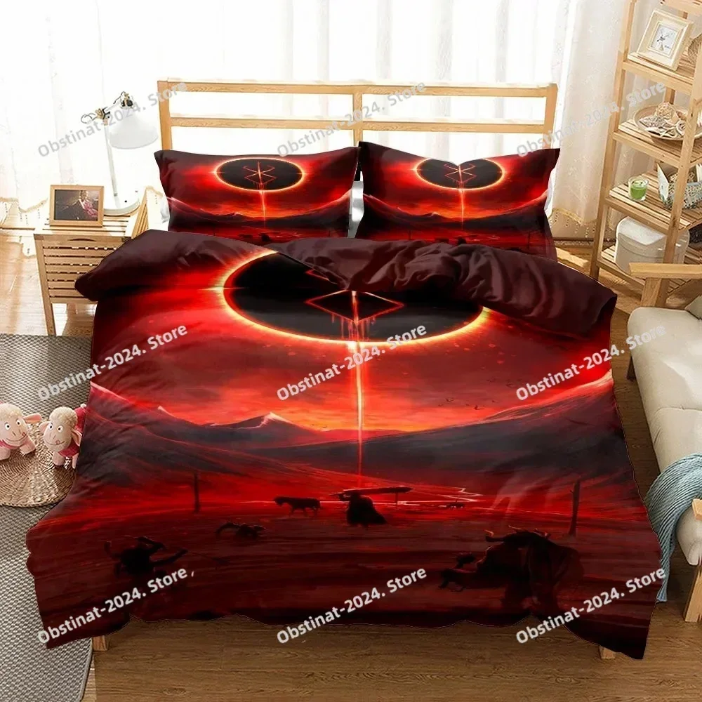 Berserk Anime Bedding Set Print single Comforter Quilt Bed Cover Duvet Cover Pillow Case 3 Pieces Sets Kids Adult Size Linen Set
