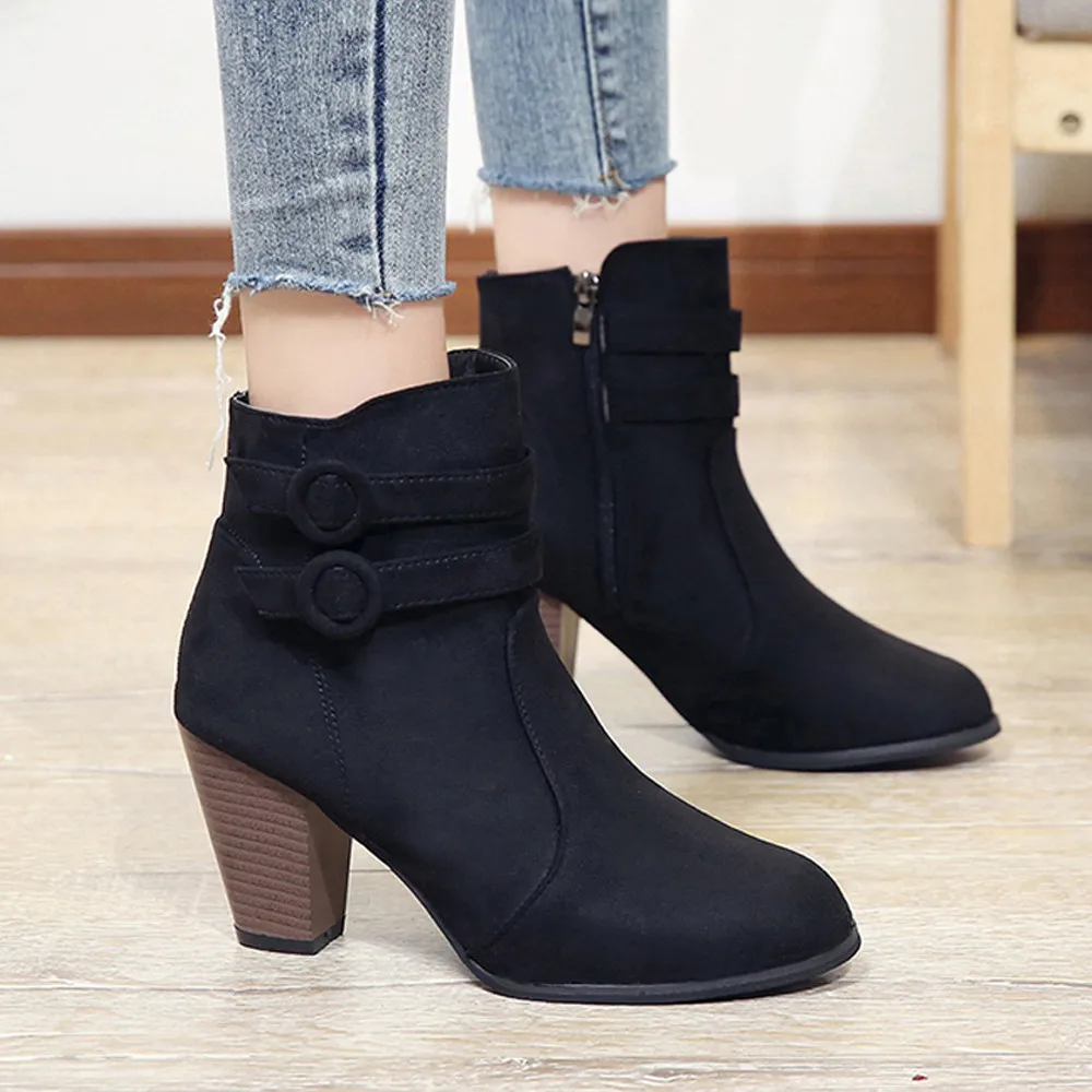 Red Boots Fashion Ankle Boot for Women High Heel Autumn Shoes Woman Fashion Platform Zipper Comfortable Size 43 Botas Mujer Fema