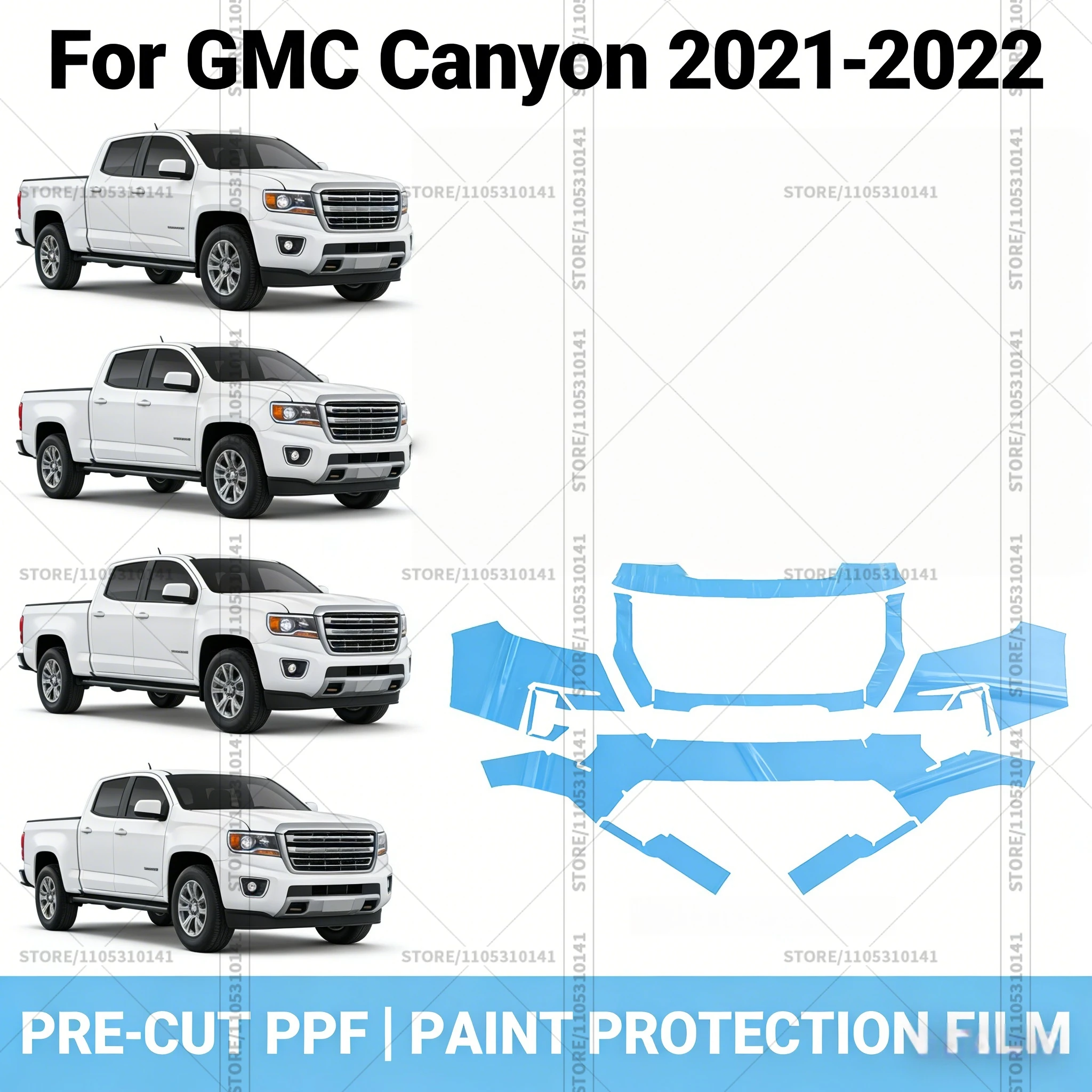Película Protectora de Pintura Pre-Cortada (PPF) Transparente para Autos, Película PPF Profesional para Parachoques Delantero de GMC Canyon 2021-2022