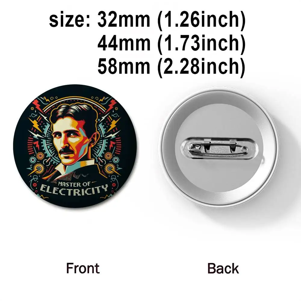 نيكولا تيسلا عالم شارات مستديرة رائعة شارة دبابيس دبابيس الإبداعية للملابس قبعة ظهره هدية الملحقات