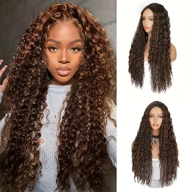 

1 Piece of Women's Mixed Color Small Curly Wig, Heat-Resistant Synthetic Fiber, Elegant and Fashionable Synthetic Wig