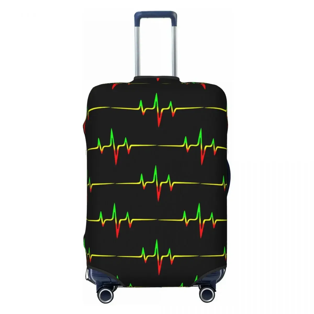 

Custom Heartbeat Jamaica Reggae Music Pulse Suitcase Cover Dust Proof Travel Luggage Covers for 18-32 inch