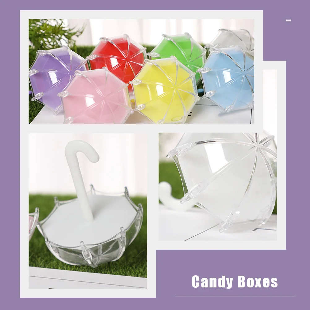 

12pcs Wedding Candy Boxes Umbrella Shaped Gift Holders Folding Party Favors Plastic Presents Return Boxes High Quality
