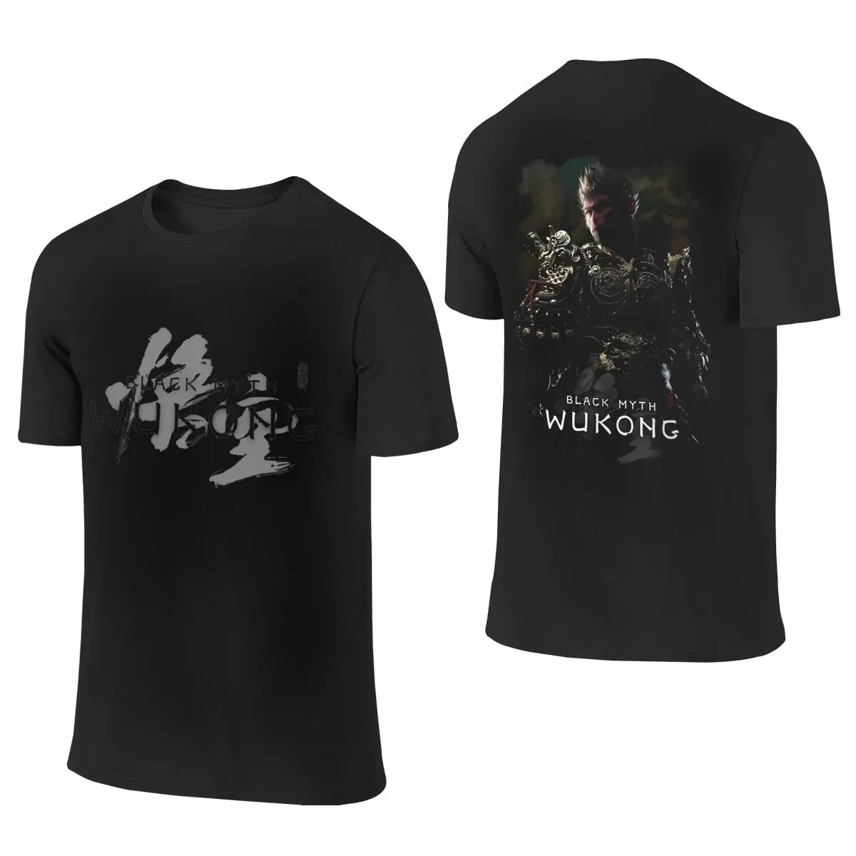 

Футболка Wukong в стиле ретро для мужчин и женщин, топы для отдыха с коротким рукавом и круглым вырезом, 100% хлопок, летняя одежда