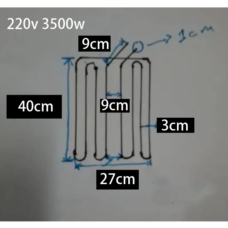 SNDHEATER 220v 9000w DN50 G2" 58mm Thread 300mm length 10mm/12mm Tube Diameter