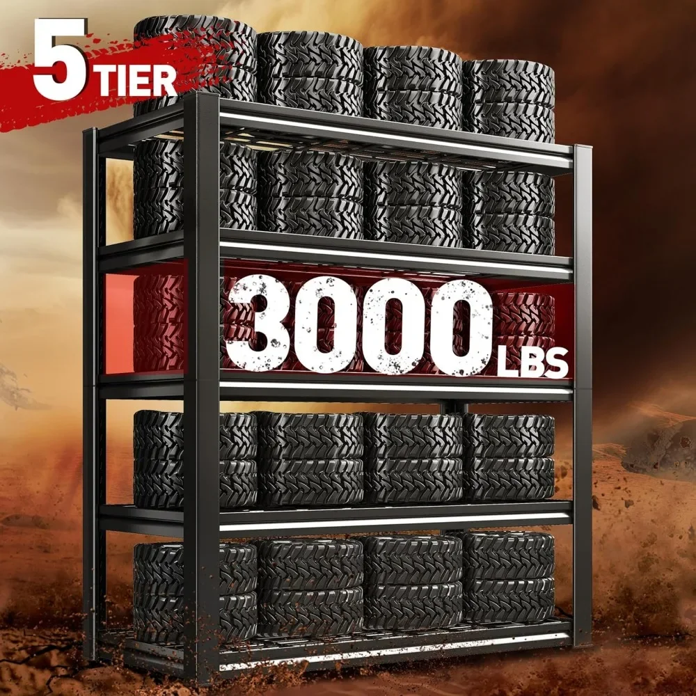 ชั้นวางของโรงรถ 3000LBS ชั้นวางของ Heavy Duty Shelving ปรับได้ 5 ชั้นอุตสาหกรรมโลหะ Shelving Unit สําหรับโรงรถ