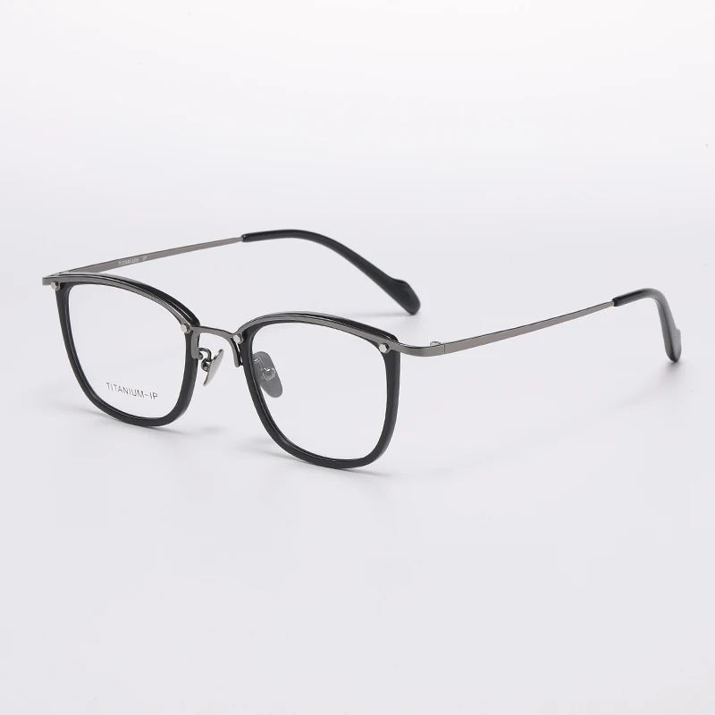 Premium Titanium Acetate Eyeglasses Frame Square Ultra Light Business Style Prescription Blue Light Optical Glasses - Z1612