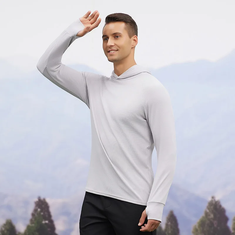 Men's Autumn and Winter Sports Sweatshirt Hooded Moisture Absorption Quick Dry Fitness Clothing Top Slim Fit Running Training